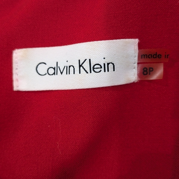 Calvin Klein Woman Red Sheath Dress Knee Length Sleeveless Ruffle Formal 8P - Picture 9 of 12